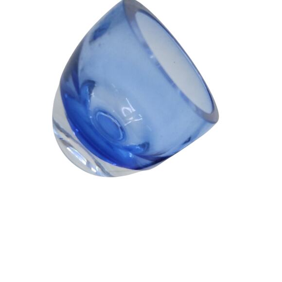 Set Of 4 Crate and Barrel Diva Votive Cobalt Blue Art Glass Candle Holder Poland - Picture 6 of 9